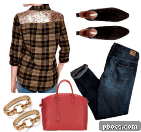 Three exciting ways to style a sequin and plaid shirt for diverse looks
