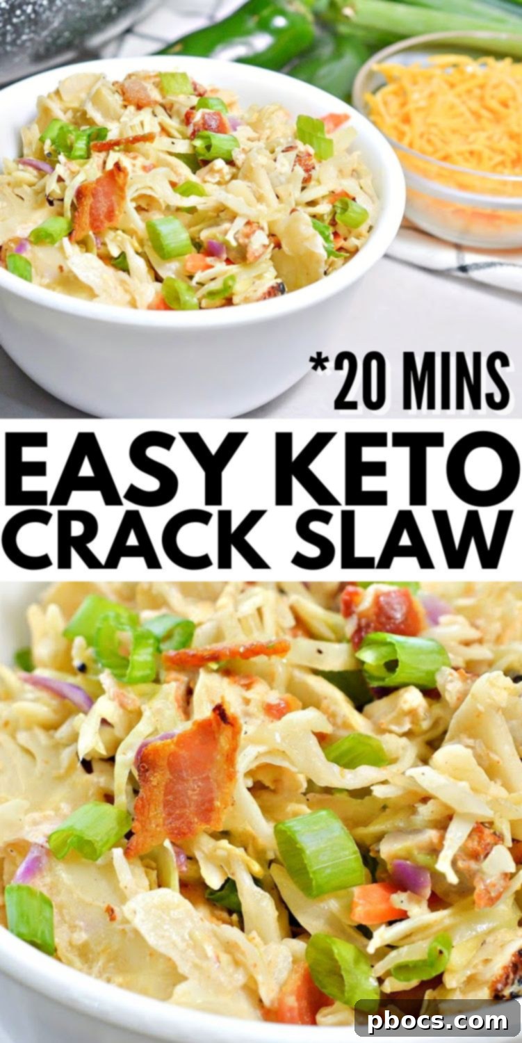 Pin for later: Keto Crack Slaw recipe image for Pinterest.