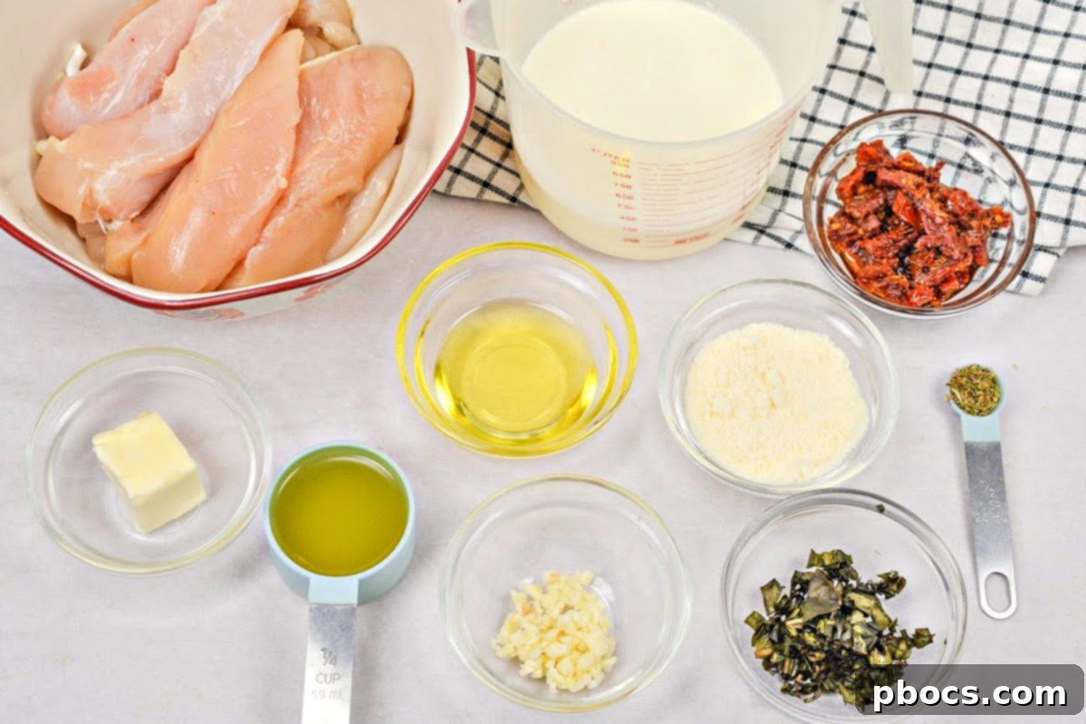 Creamy Tomato Basil Keto Chicken Skillet 5 Raw chicken tenderloins seasoned and ready for cooking