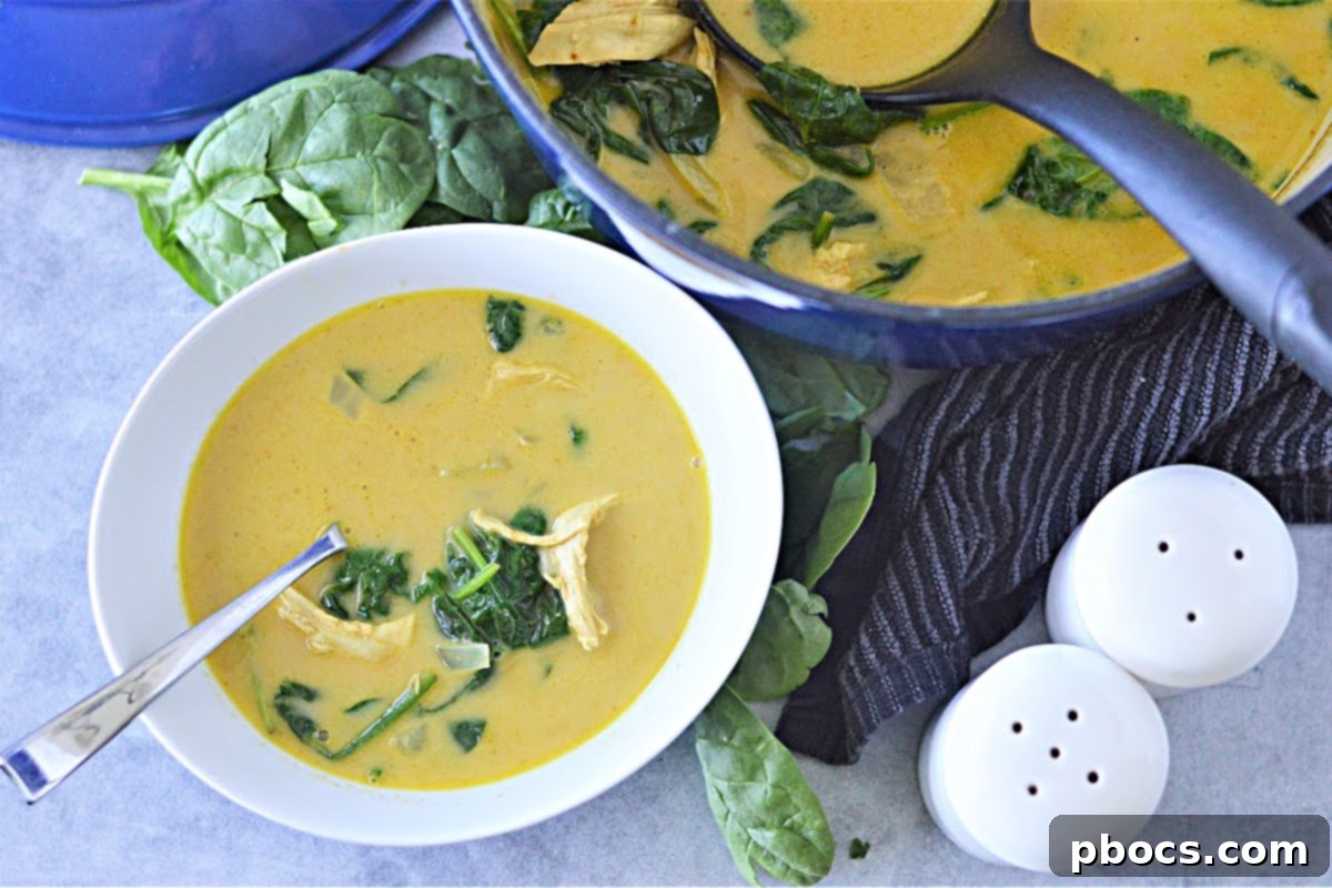 Close-up of a vibrant bowl of Creamy Keto Pumpkin Curry Soup