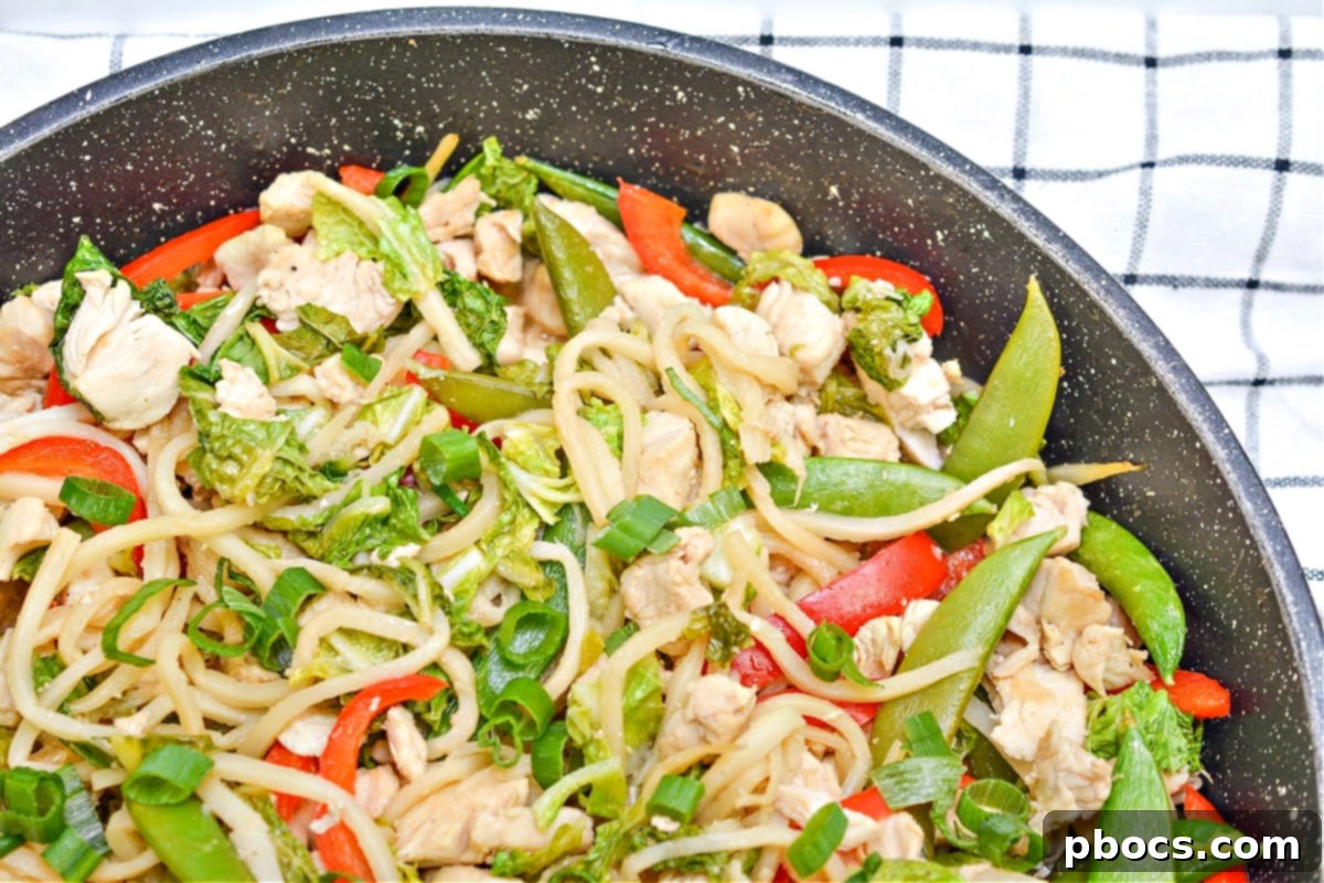 Another perspective of the Low Carb Chicken Chow Mein dish.