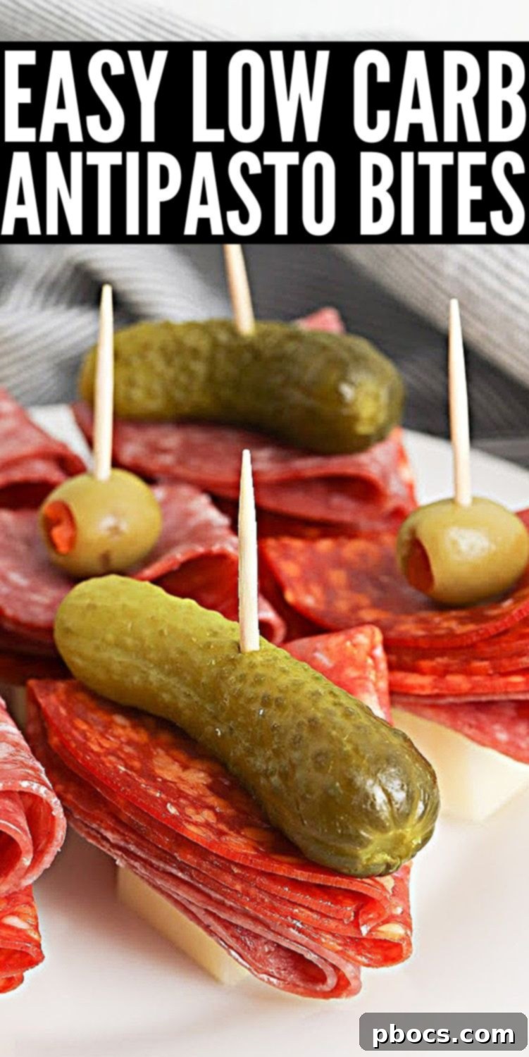 Keto Antipasto Skewers 12 Pin this Low-Carb Antipasto Bites Recipe for later!