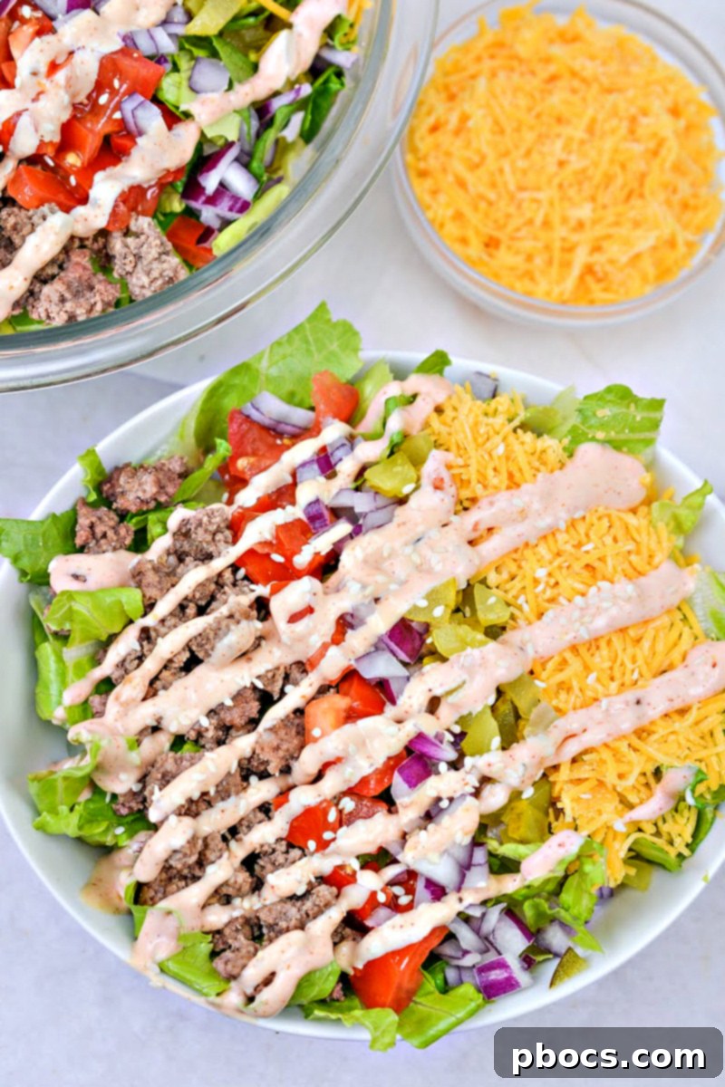 Keto Big Mac Salad prepared for meal prep