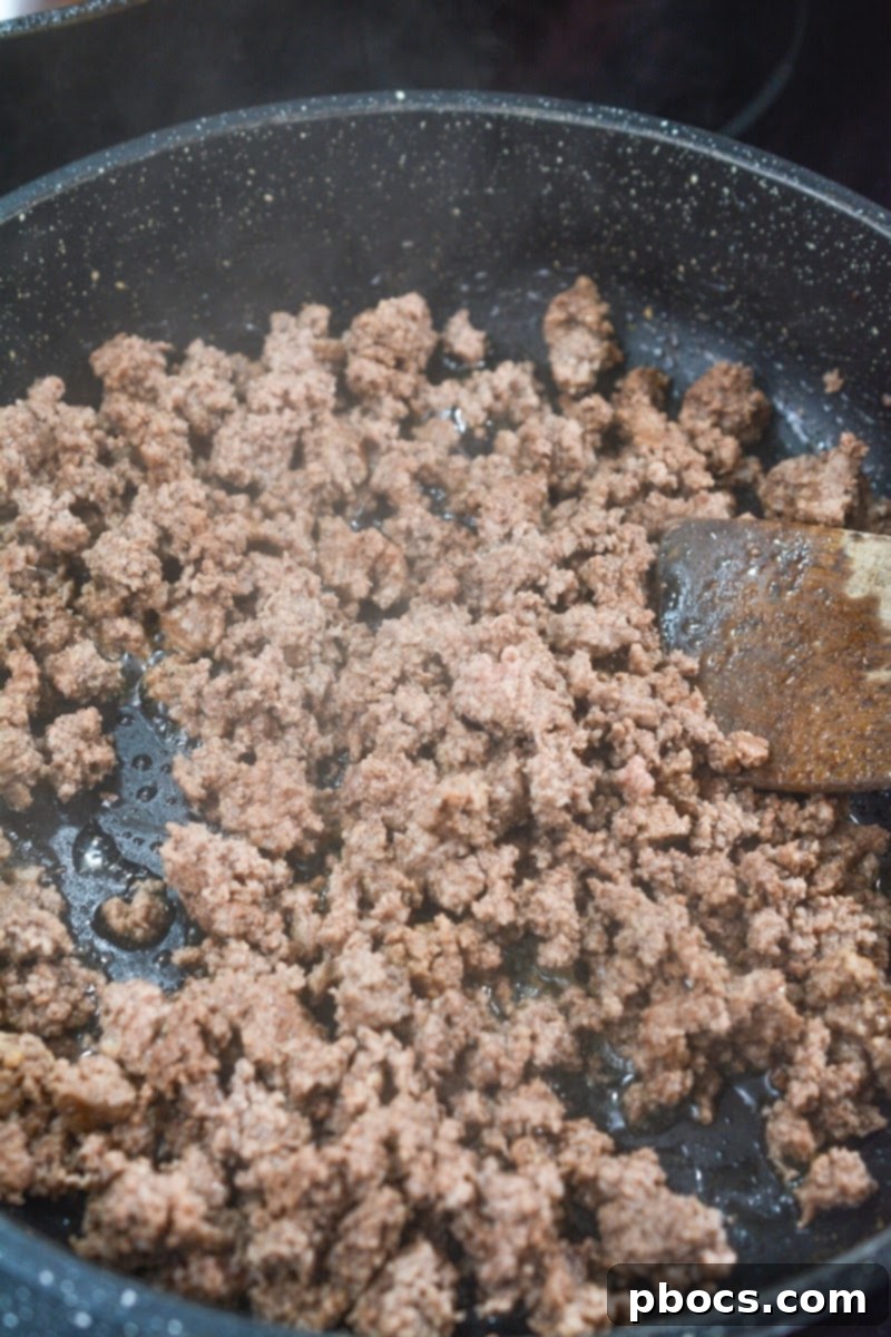 Cooking ground beef for Big Mac Salad