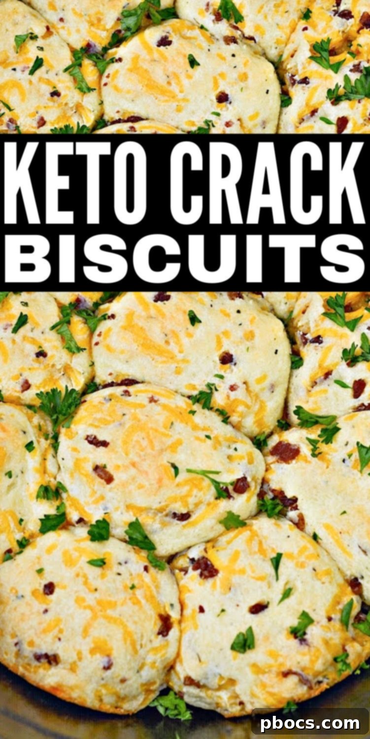 Keto Crave Biscuits 14 Keto Crack Biscuits - A Pinterest-optimized image featuring a stack of biscuits with text overlay for sharing.