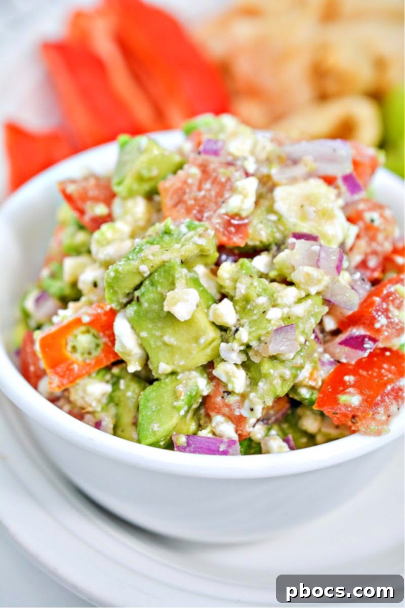 Mediterranean Avocado Feta Salsa 2 Creamy Keto Avocado Feta Salsa, a low carb dip with fresh ingredients