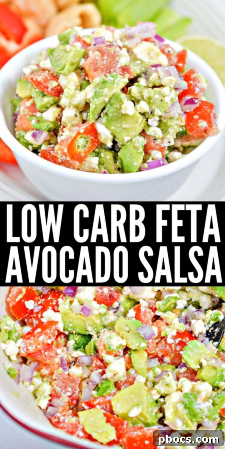 Mediterranean Avocado Feta Salsa 11 Low-Carb Avocado Feta Salsa recipe pin with hashtags