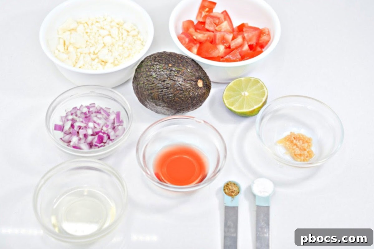 Mediterranean Avocado Feta Salsa 4 Avocado slices being prepared for low-carb feta salsa