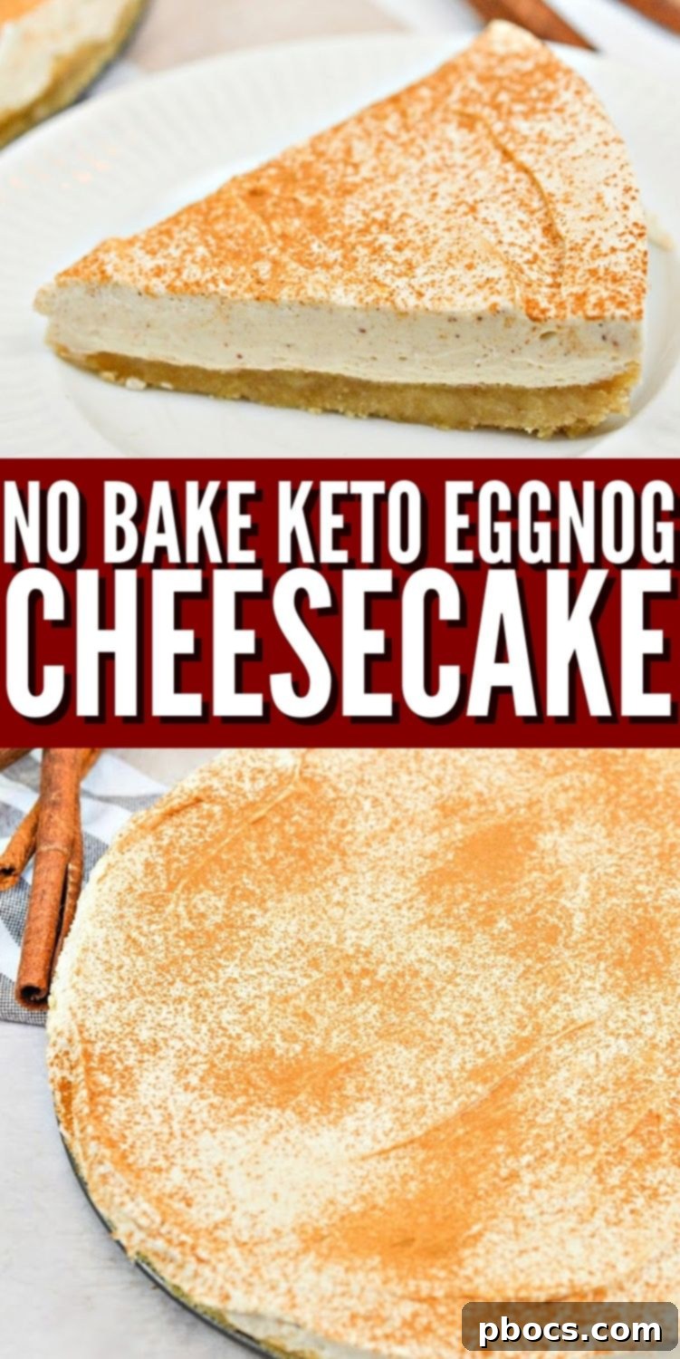 Keto Eggnog Cheesecake - pin image for Pinterest
