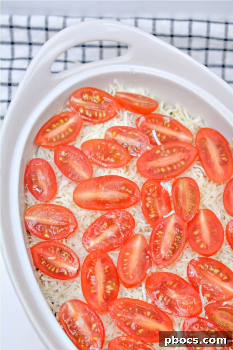 Topping Casserole with Mozzarella and Cherry Tomatoes