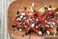 Florida Watermelon with Balsamic Glaze, Mint Oil, and Feta Crumbles
