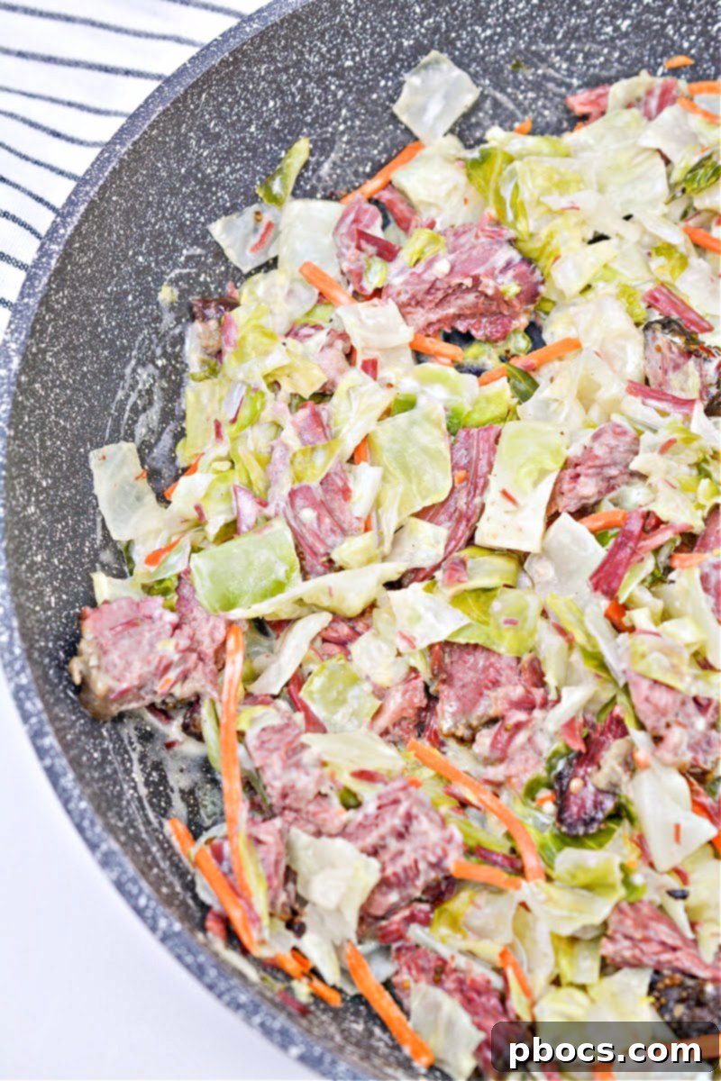 Creamy Keto Corned Beef & Cabbage Skillet