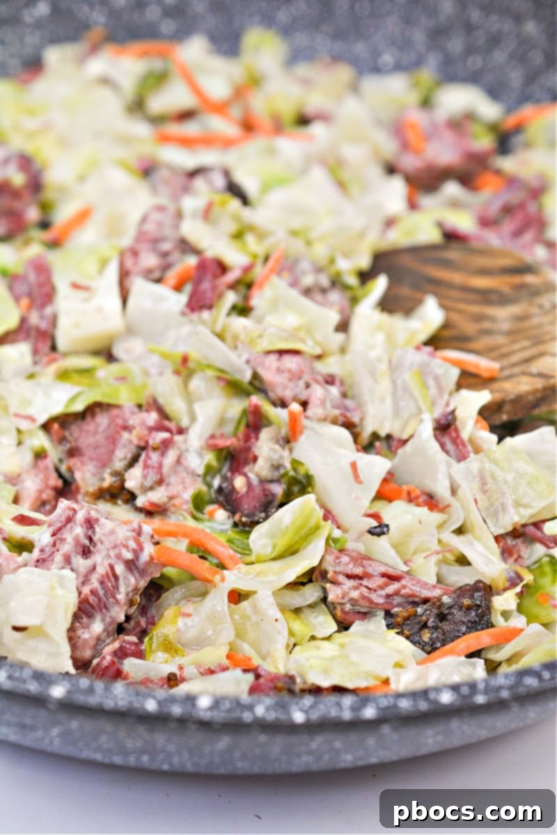 Creamy Keto Corned Beef & Cabbage Skillet