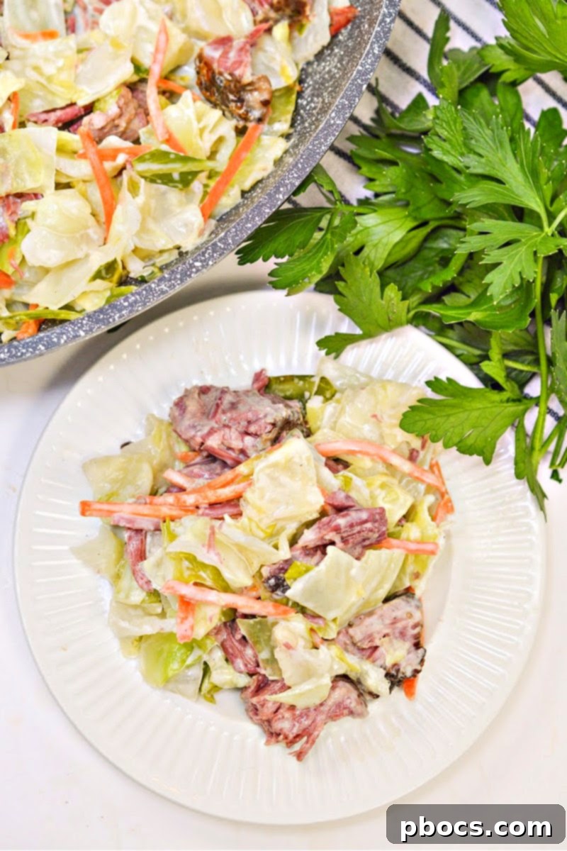 Creamy Keto Corned Beef & Cabbage Skillet