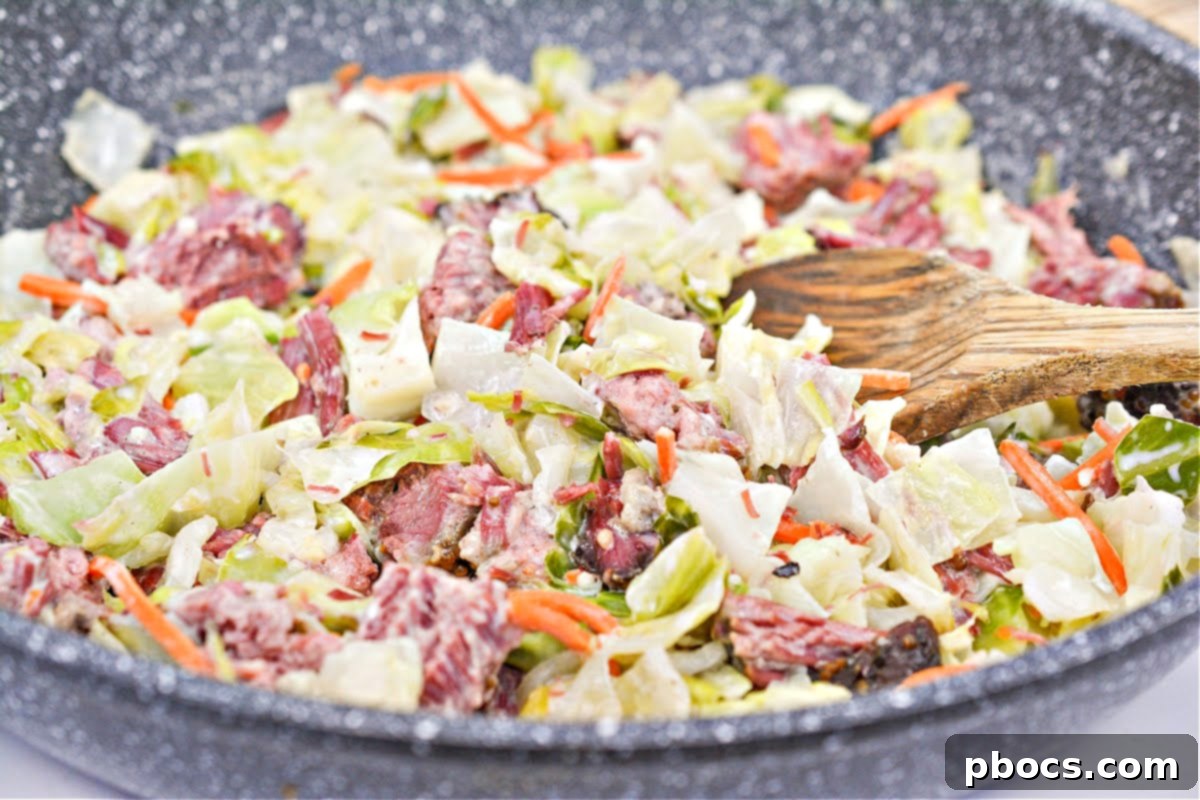 Creamy Keto Corned Beef & Cabbage Skillet