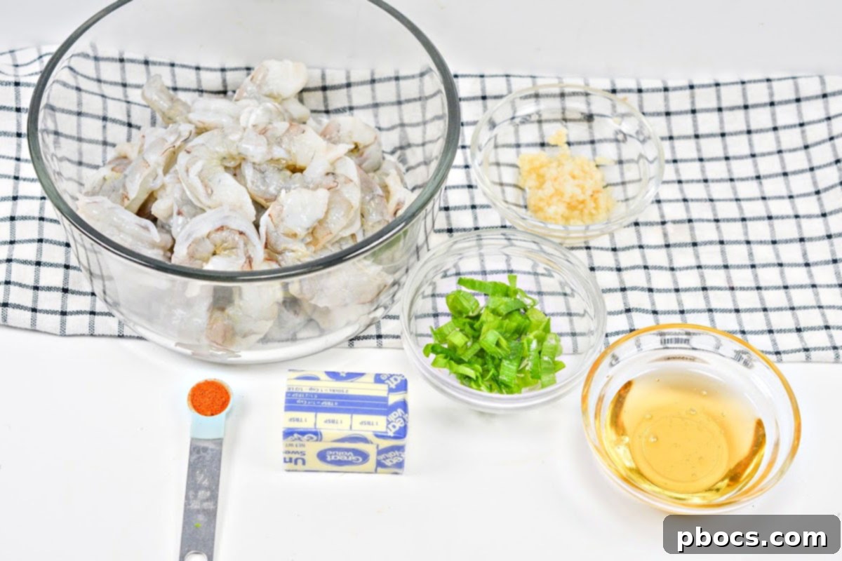 Sticky Honey-Garlic Keto Shrimp 6 Close up of various fresh ingredients for the shrimp recipe