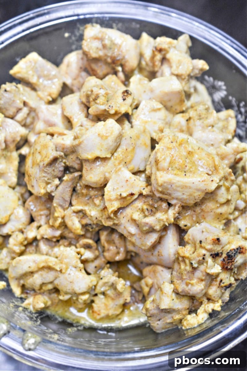 Searing chicken for Keto Chicken Tikka Masala