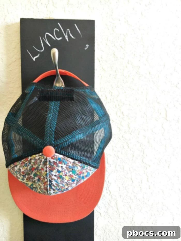 DIY Chalkboard Backpack Organizer 12 Chalkboard backpack rack with a handwritten note and drawing