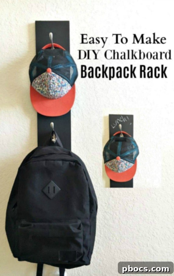 DIY Chalkboard Backpack Organizer 13 Pin graphic for DIY Chalkboard Backpack Rack and Back-to-School tips