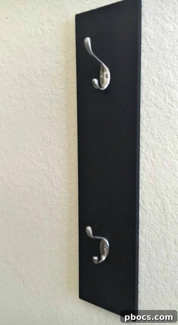 DIY Chalkboard Backpack Organizer 10 Finished DIY Chalkboard Backpack Rack with two hooks