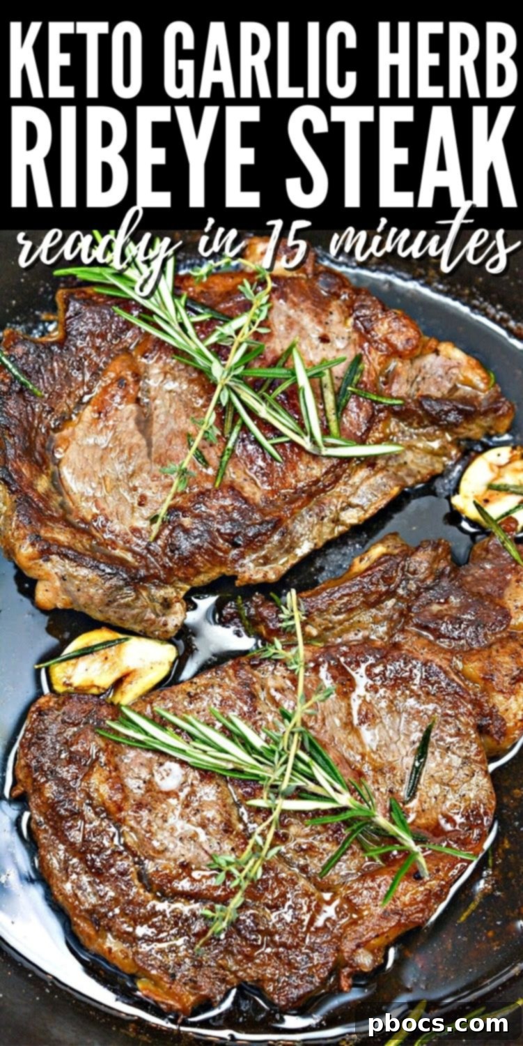 Keto Garlic Herb Ribeye Steak