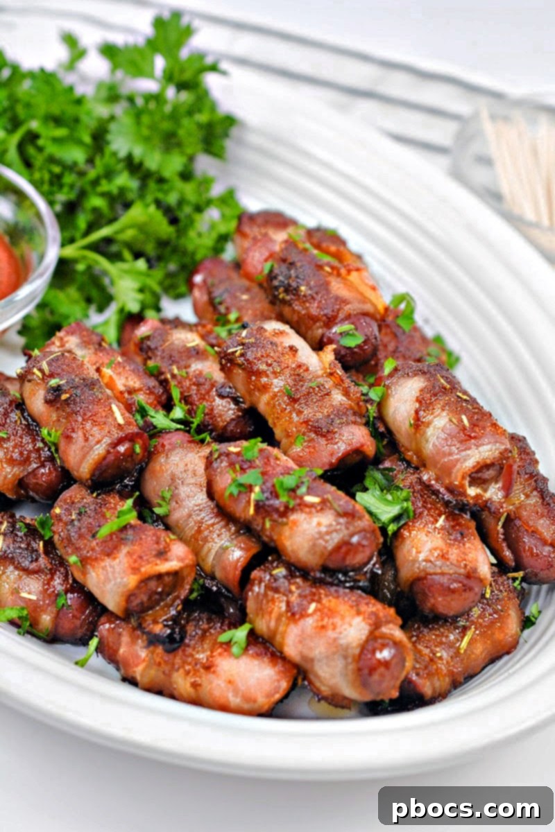 Crispy bacon-wrapped little smokies fresh out of the oven