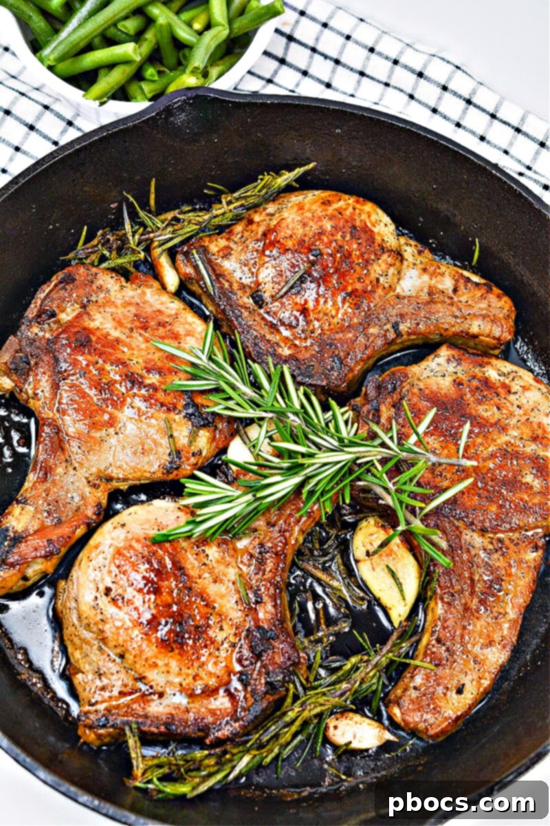 Keto Pan Seared Garlic Rosemary Pork Chops