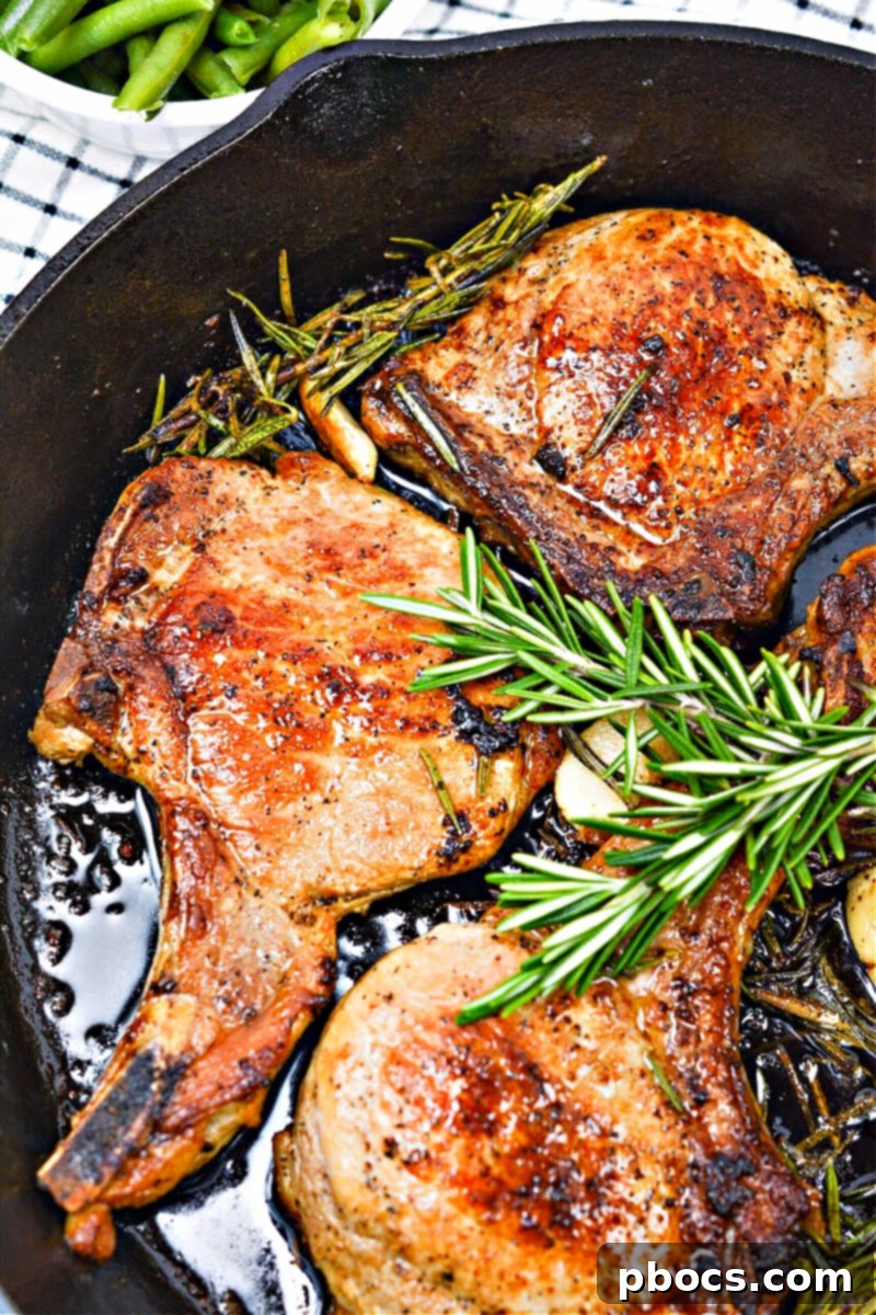 Keto Pan Seared Garlic Rosemary Pork Chops