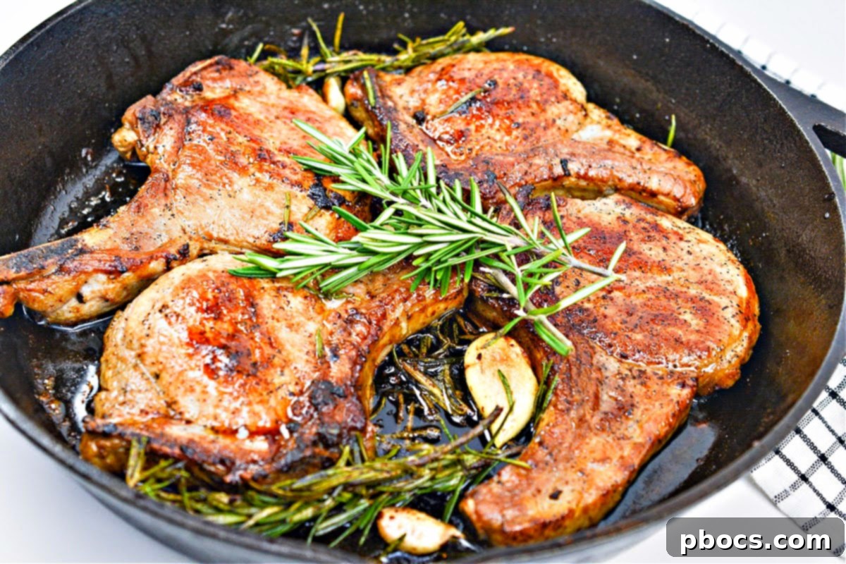 Keto Pan Seared Garlic Rosemary Pork Chops