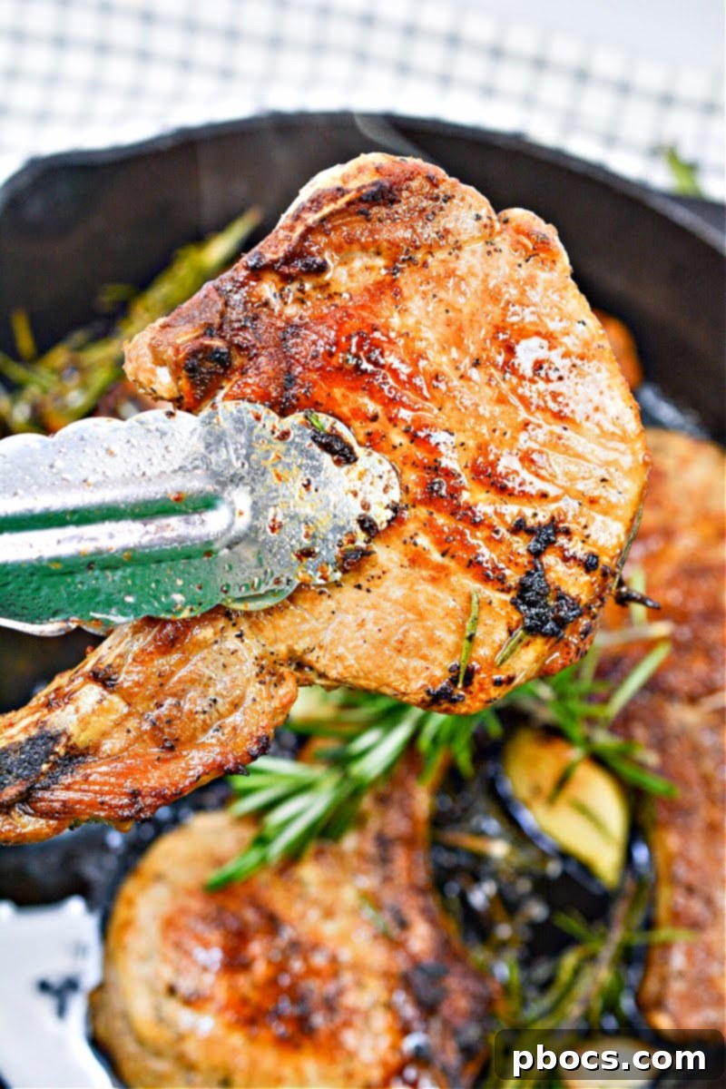 Keto Pan Seared Garlic Rosemary Pork Chops