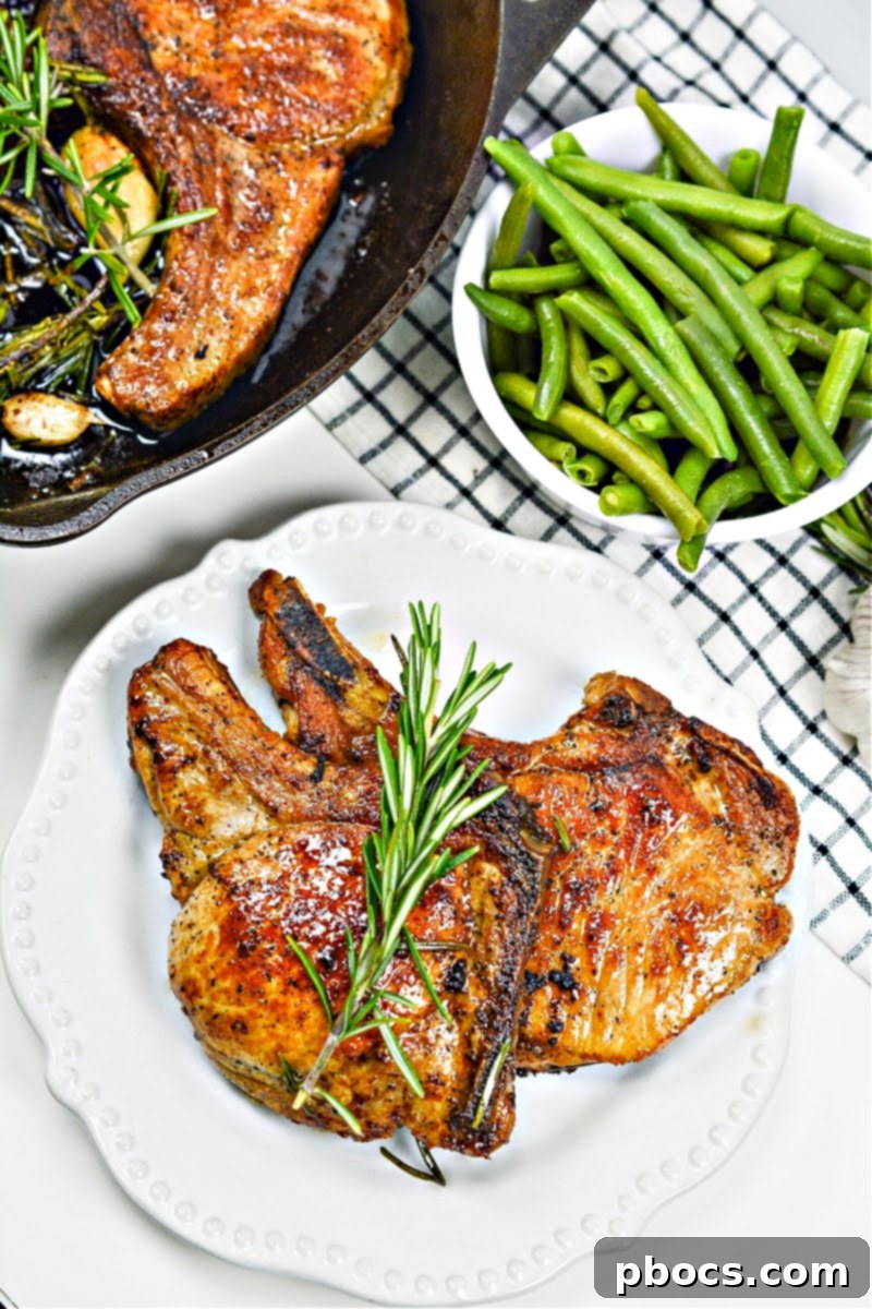 Keto Pan Seared Garlic Rosemary Pork Chops