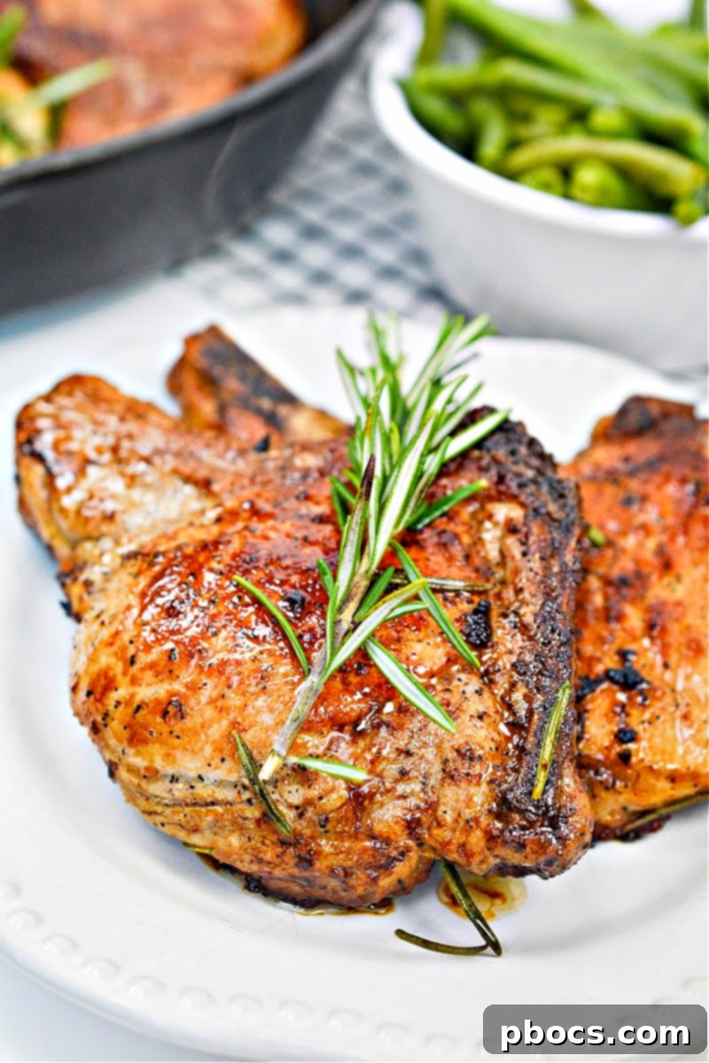 Keto Pan Seared Garlic Rosemary Pork Chops
