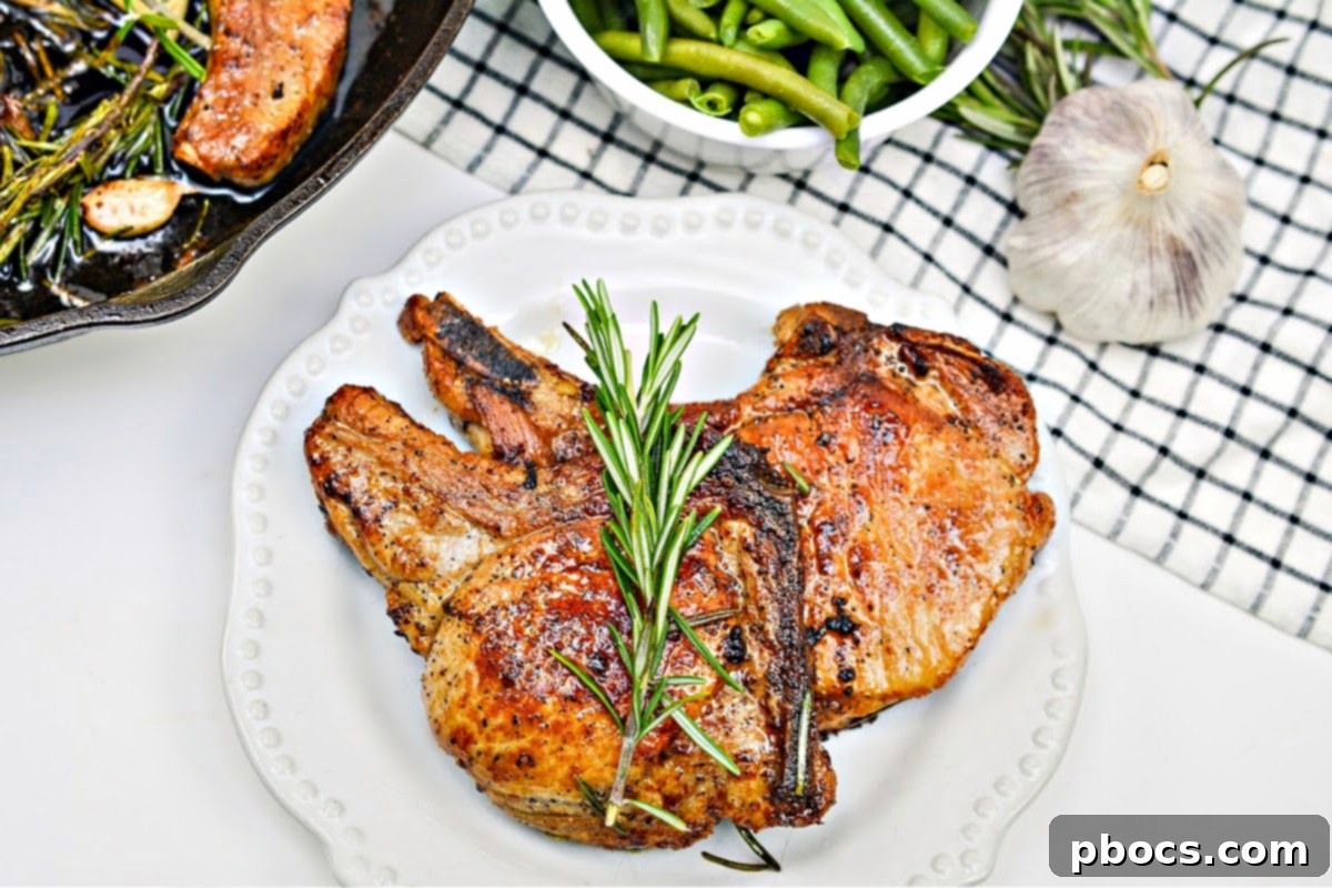 Keto Pan Seared Garlic Rosemary Pork Chops