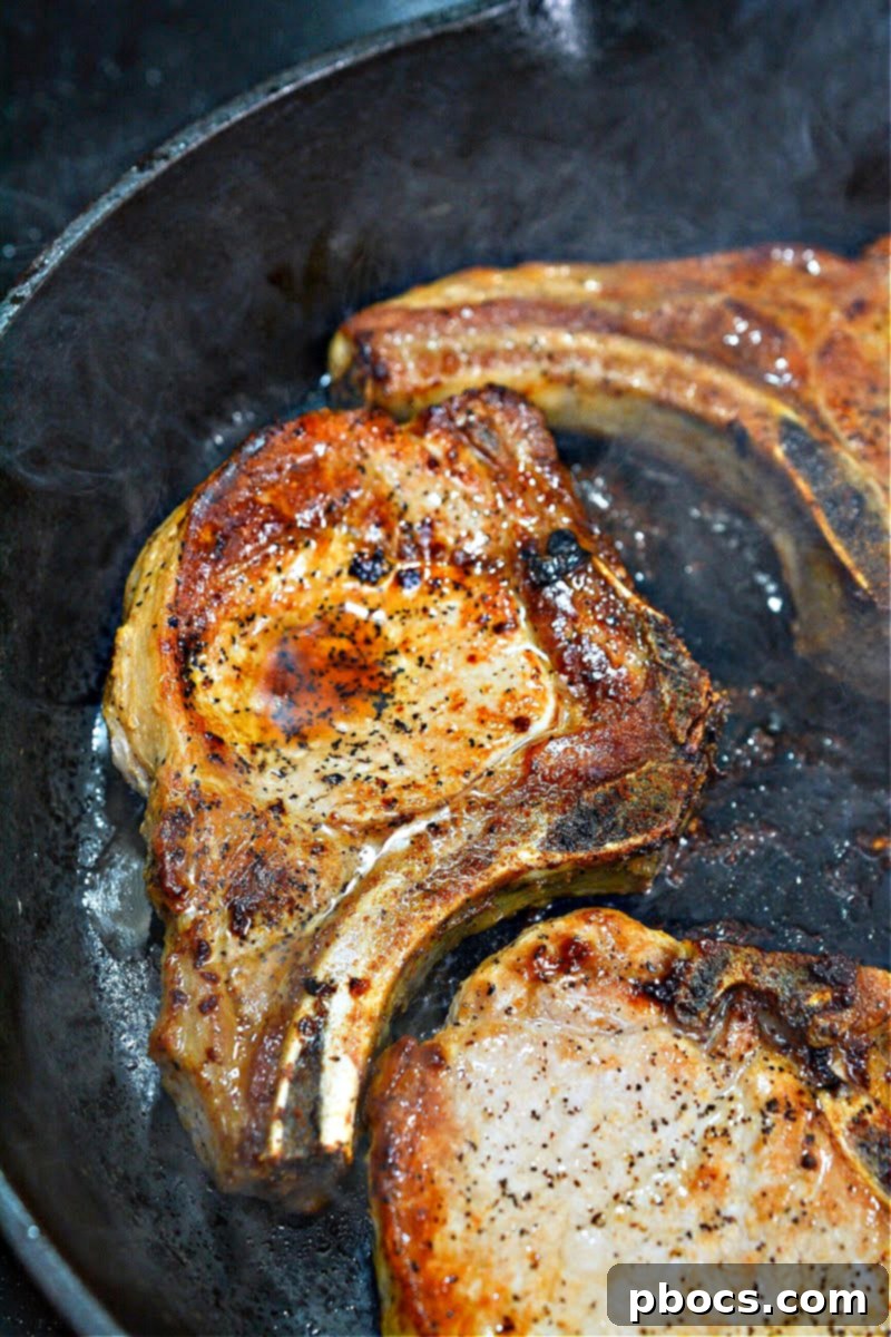 Keto Pan Seared Garlic Rosemary Pork Chops
