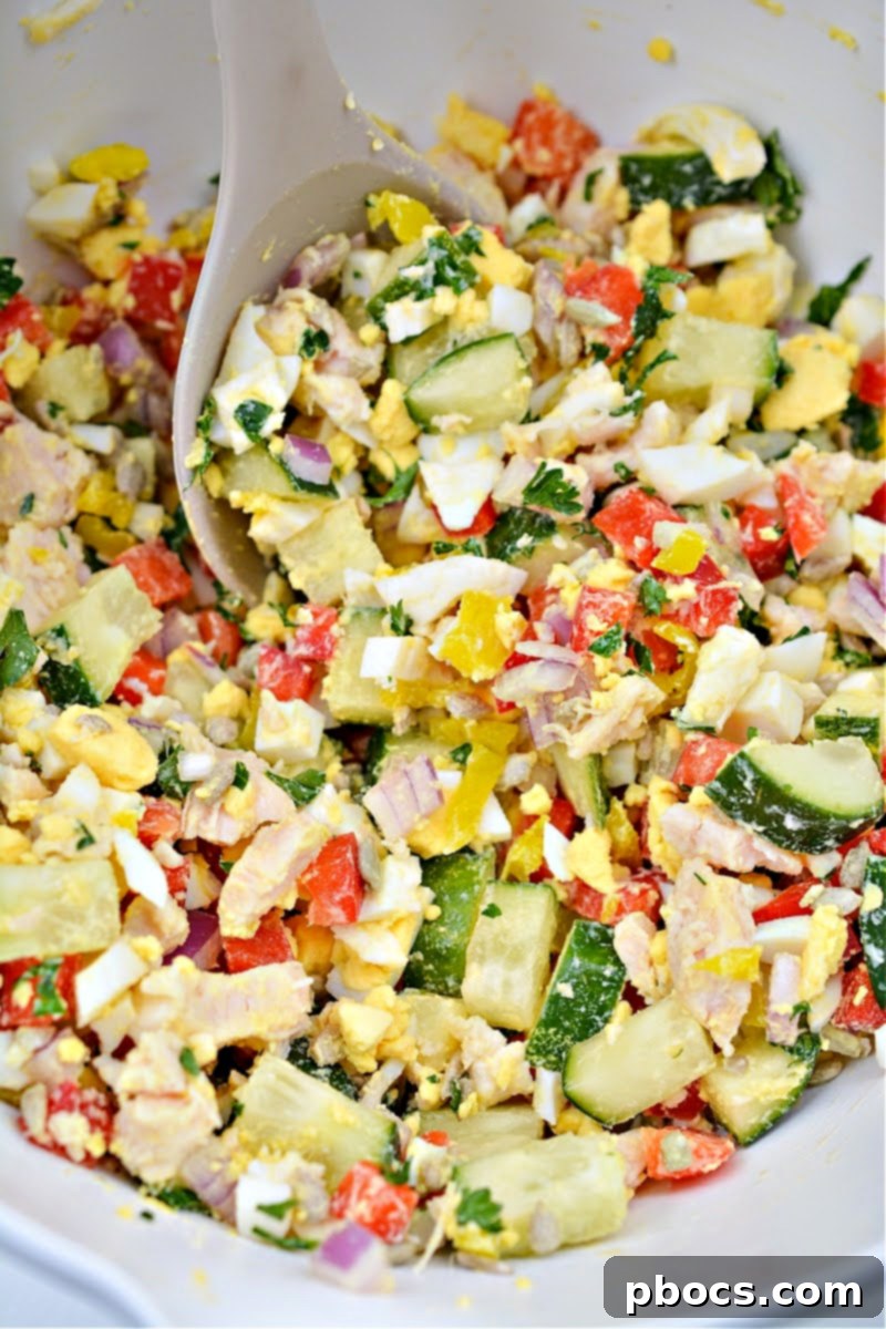 Close-up of Keto TikTok Hot Girl Summer Chicken Salad in a serving bowl