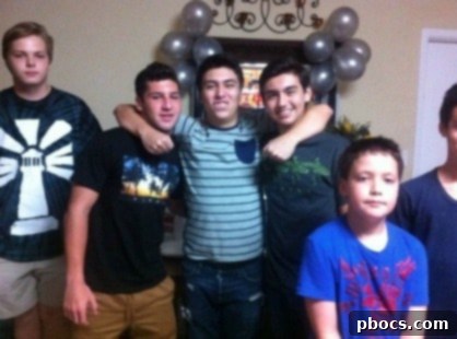 Evan and his childhood friends celebrating his 18th birthday