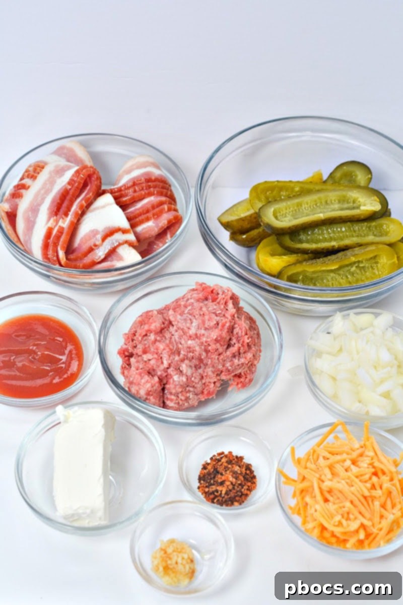 Keto Bacon Cheeseburger Pickle Bombs 3 Keto Bacon-Wrapped Cheeseburger Pickle Poppers