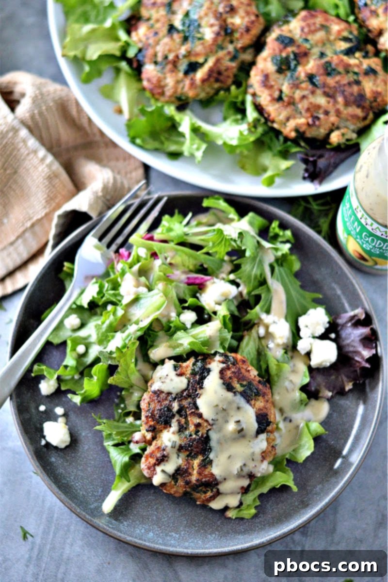 Keto Spinach Feta Turkey Burgers served on a lettuce wrap