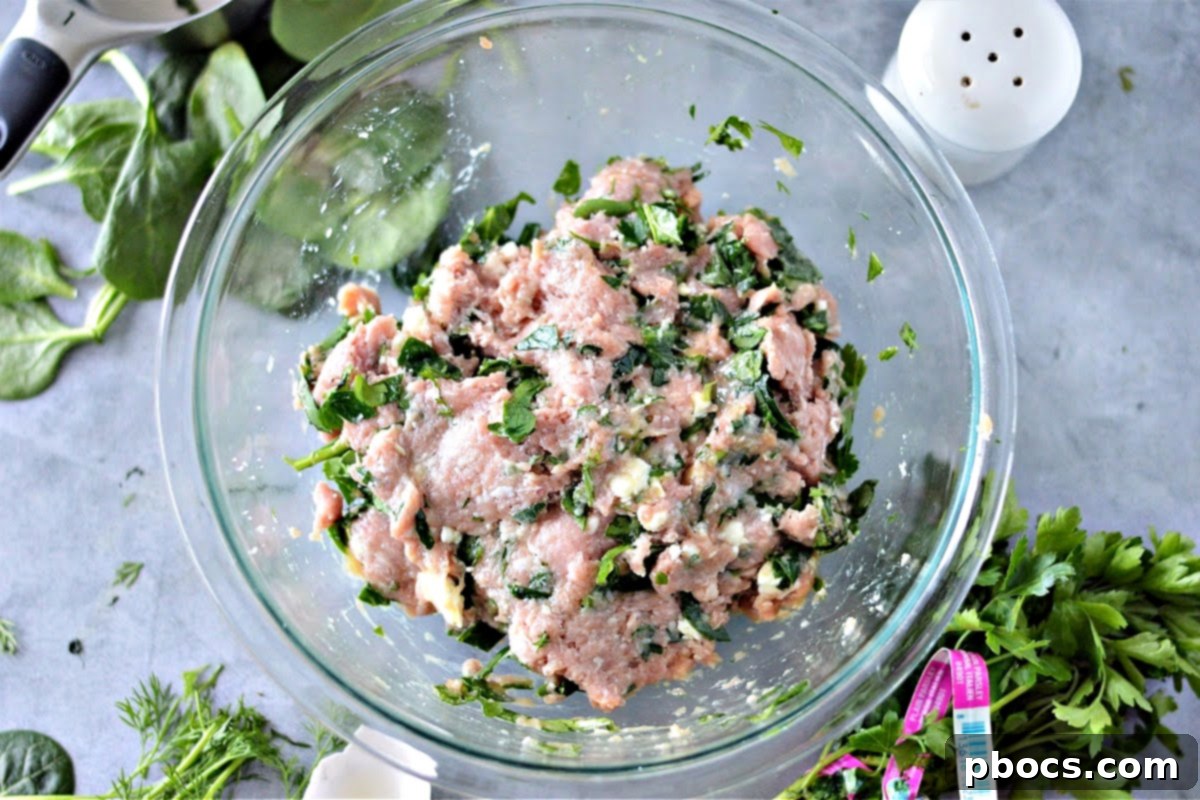 Forming Keto Spinach Feta Turkey Burger patties by hand