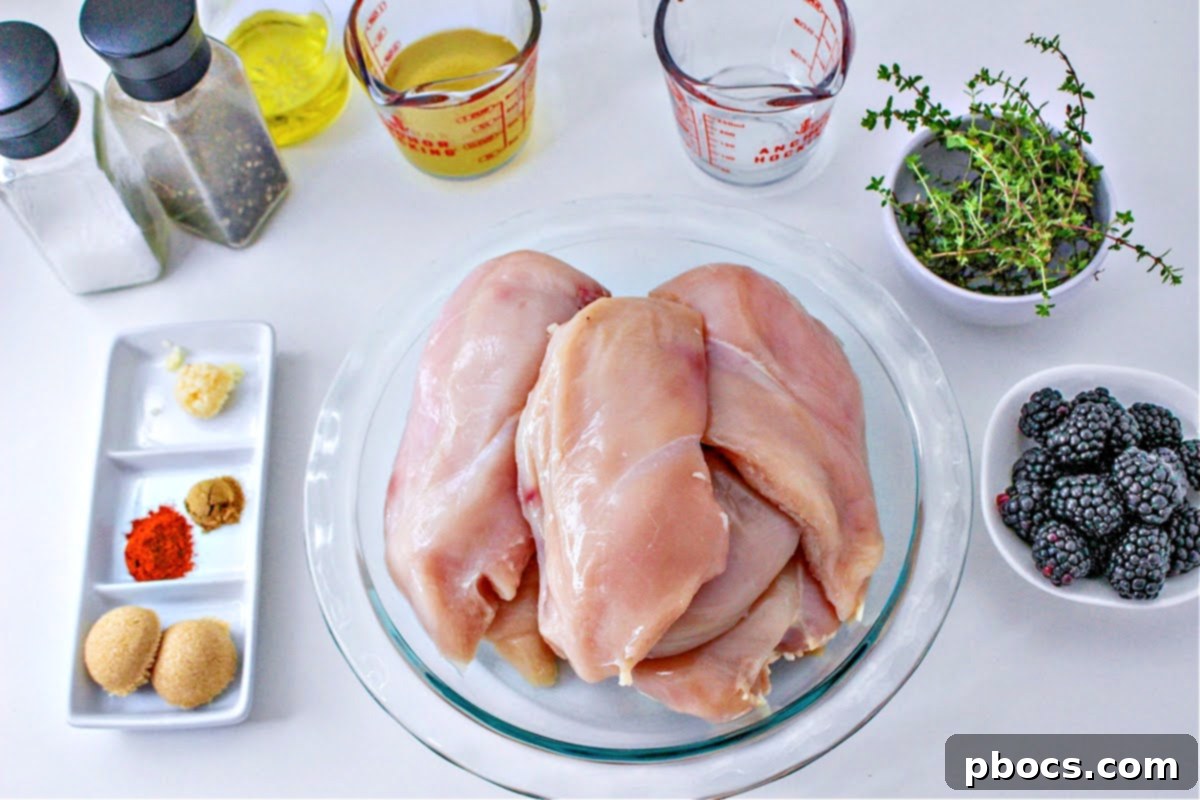 The ingredients for blackberry chicken