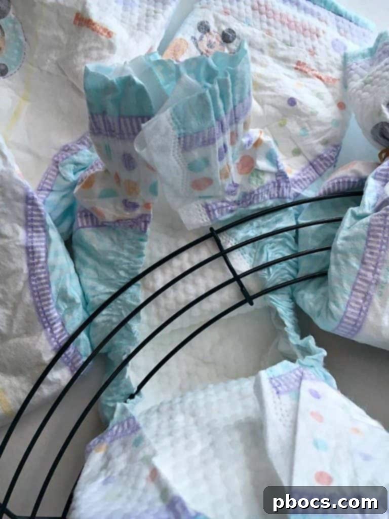 Folding a Huggies Diaper for Wreath Assembly