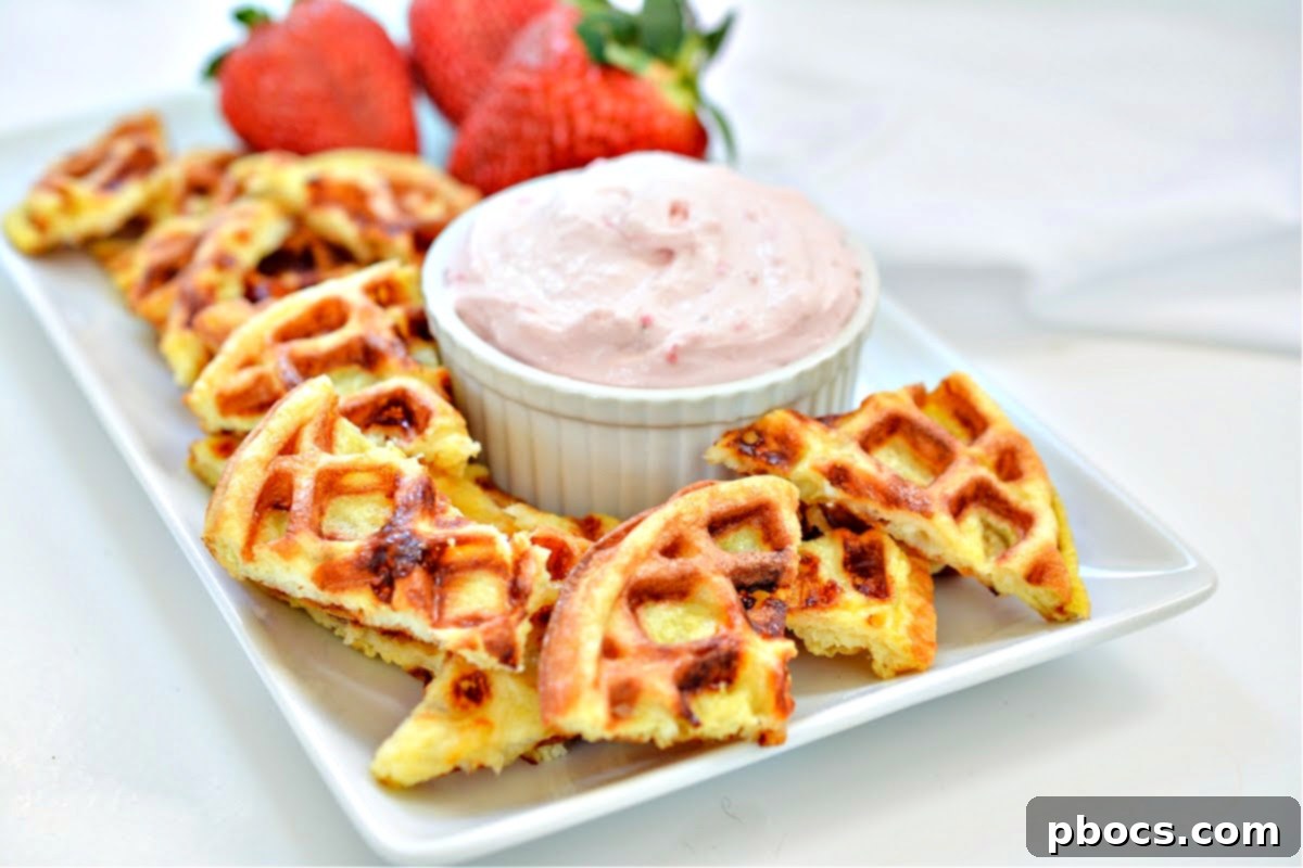 Strawberry Shortcake Chaffle Dippers with Keto Cream Dream 12 Keto Strawberry Shortcake Chaffle Chips and Dip
