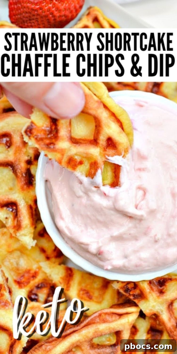 Strawberry Shortcake Chaffle Dippers with Keto Cream Dream 13 Keto Strawberry Shortcake Chaffle Chips and Dip
