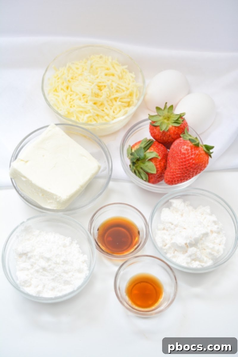 Strawberry Shortcake Chaffle Dippers with Keto Cream Dream 8 The ingredients that you need to make chaffle chips and strawberry dip