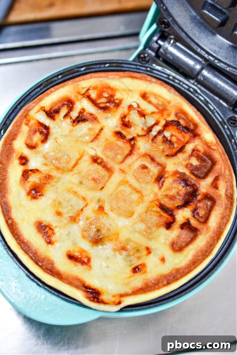 Strawberry Shortcake Chaffle Dippers with Keto Cream Dream 10 A chaffle in a mini waffle maker