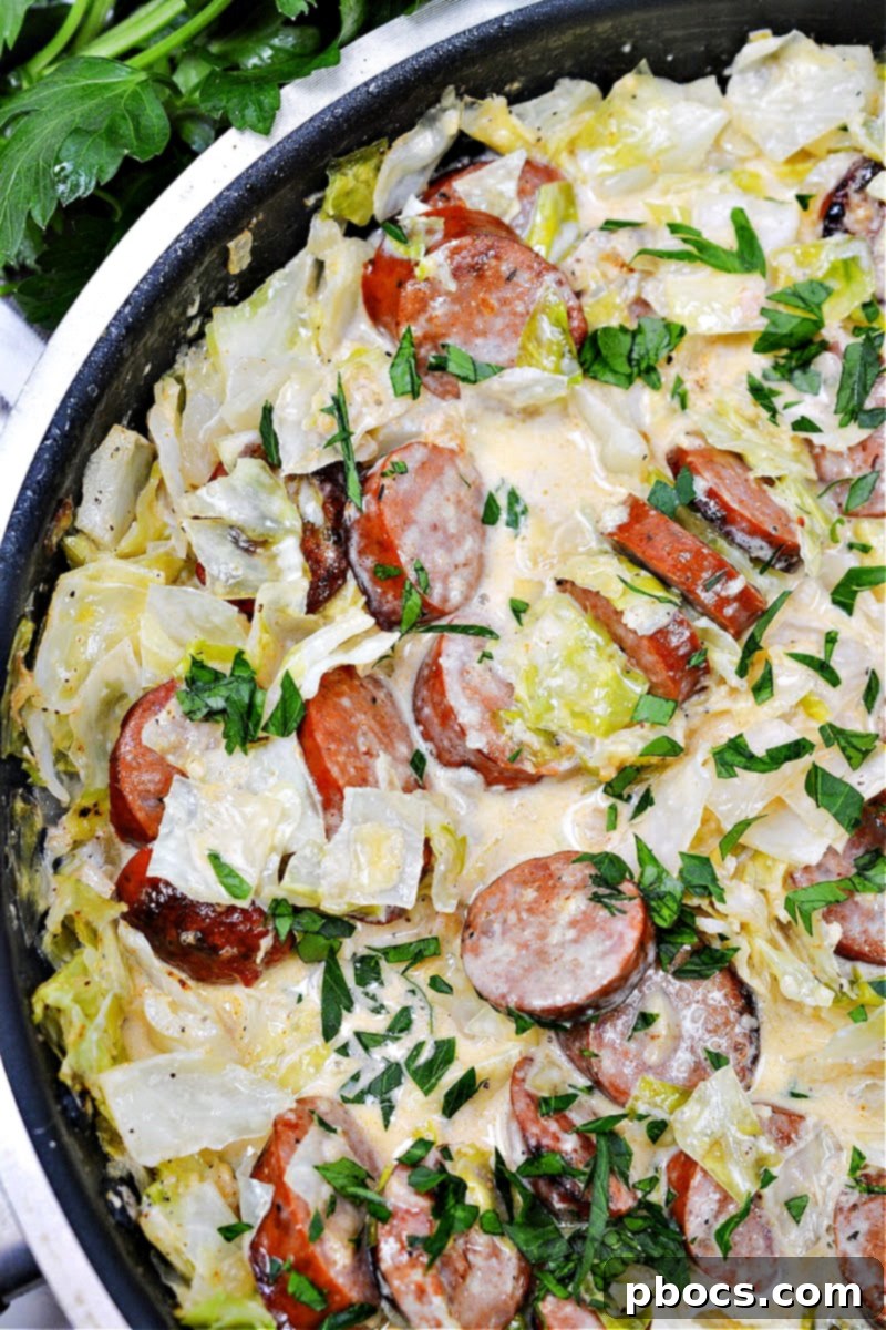 Keto TikTok Cajun Sausage and Cabbage Alfredo