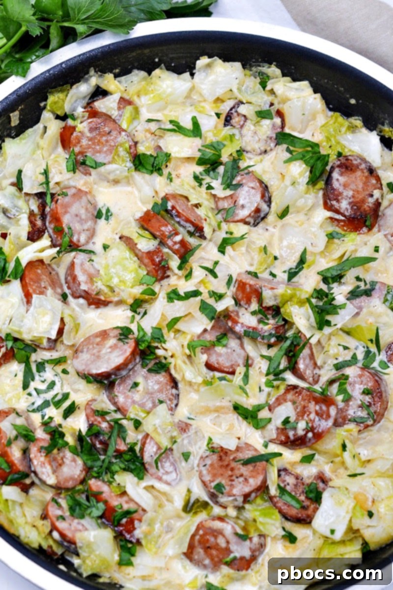 Keto TikTok Cajun Sausage and Cabbage Alfredo