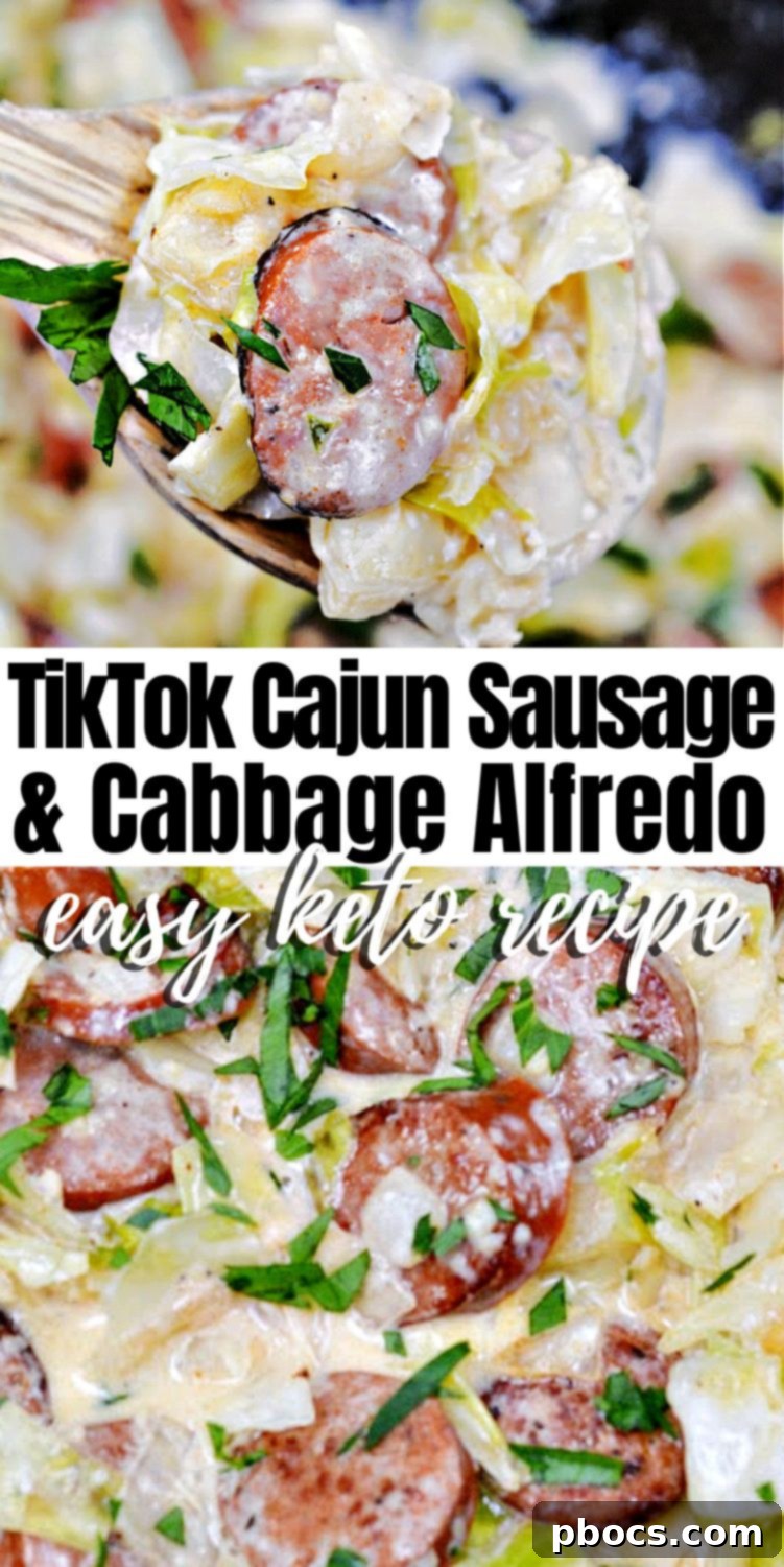 Keto TikTok Cajun Sausage Cabbage Alfredo