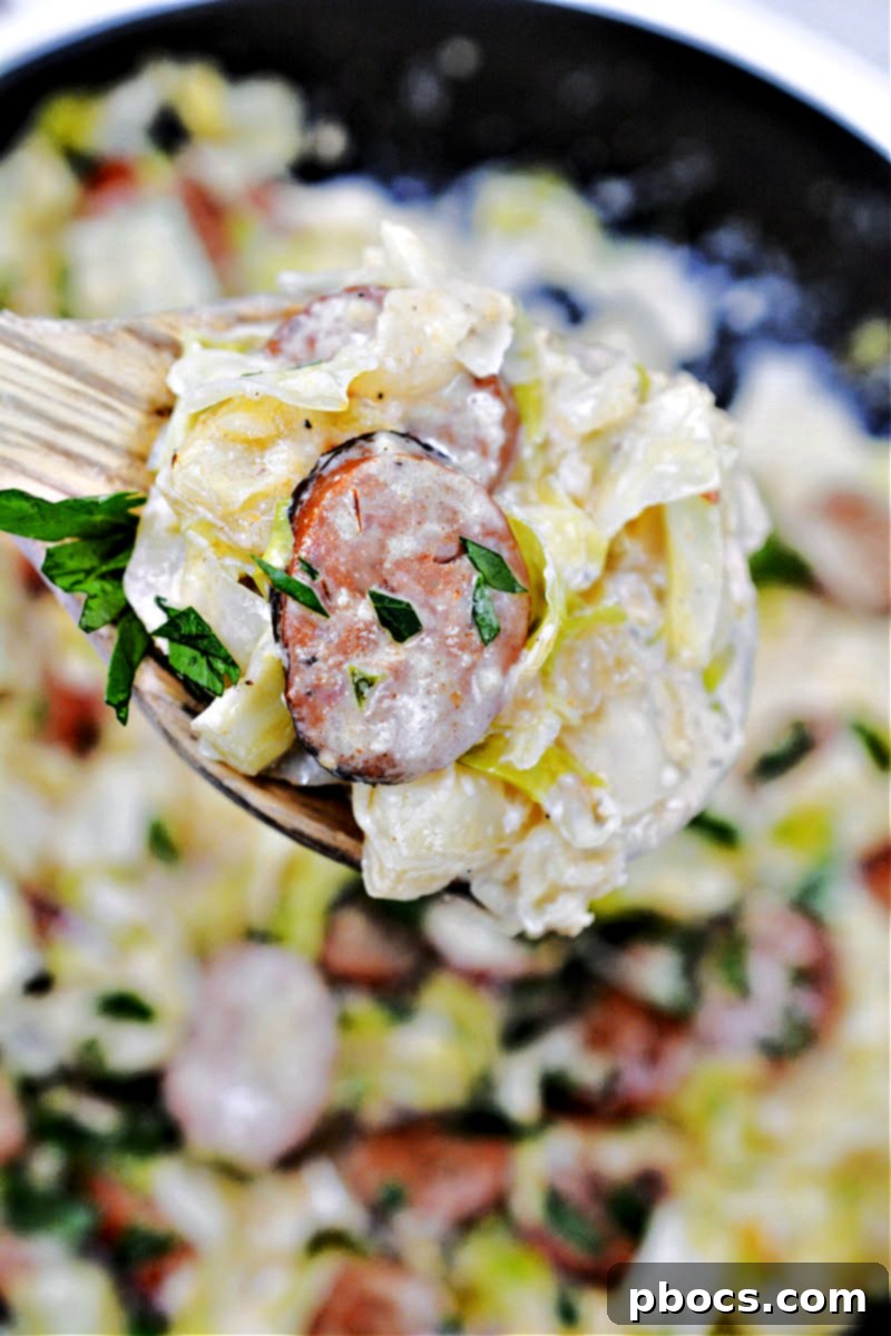 Keto TikTok Cajun Sausage Cabbage Alfredo
