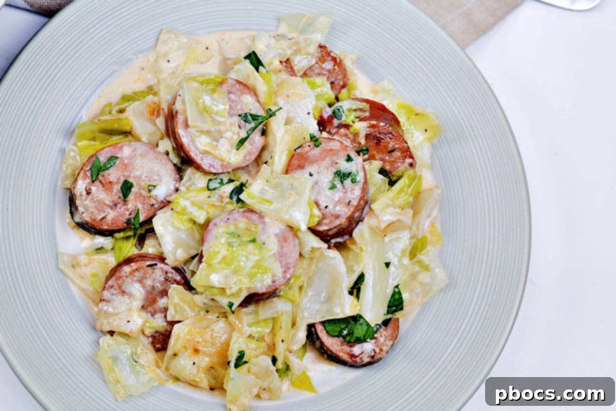 Keto TikTok Cajun Sausage and Cabbage Alfredo